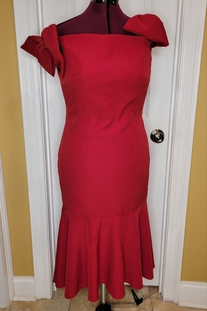 Womens Red Formal Bridesmaid Dress